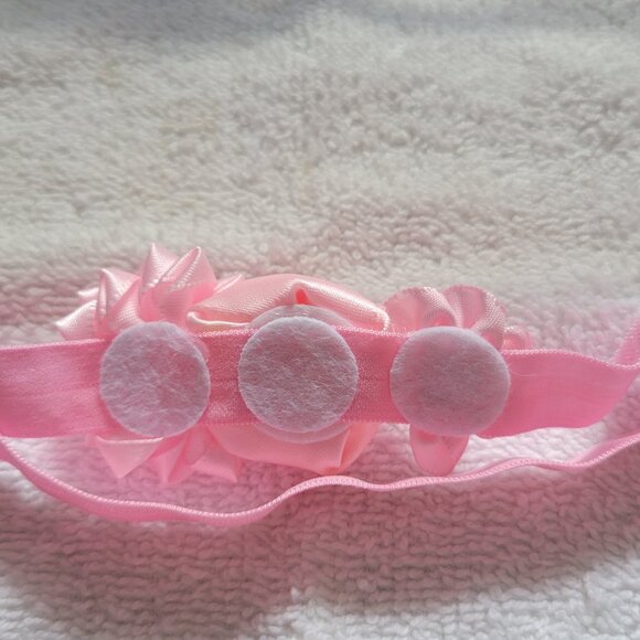 Handmade Baby Girls Headband Pink Size 0-3 months 12"-14"D New - Picture 3 of 5